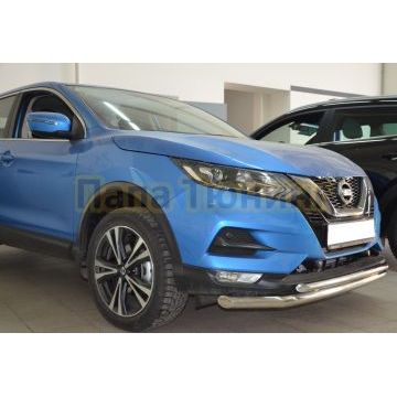 Защита переднего бампера двойная d60/42 для Nissan Qashqai 2019-