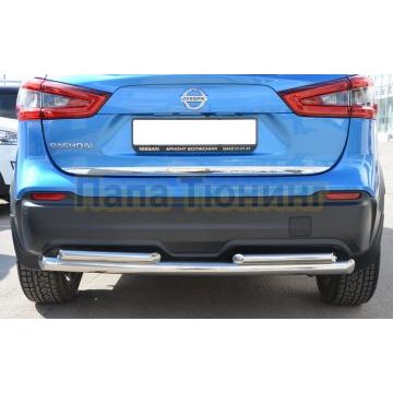 Защита заднего бампера двойная d60/42 для Nissan Qashqai 2019-