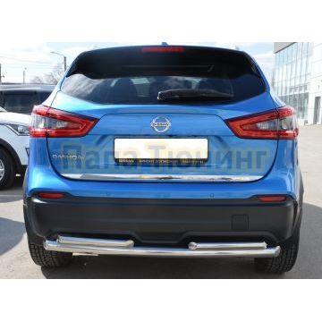 Защита заднего бампера двойная d60/42 для Nissan Qashqai 2019-
