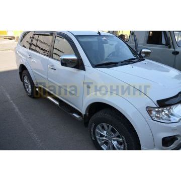 Пороги с проступью d76 для Mitsubishi Pajero Sport 2008-2015