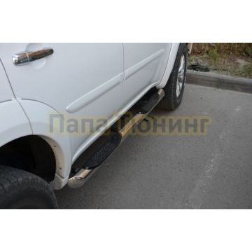 Пороги с проступью d76 для Mitsubishi Pajero Sport 2008-2015