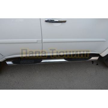 Пороги с проступью d76 для Mitsubishi Pajero Sport 2008-2015