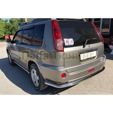 Защита заднего бампера угловая большая d60 для Nissan X-trail 2004-2007 (Т30)
