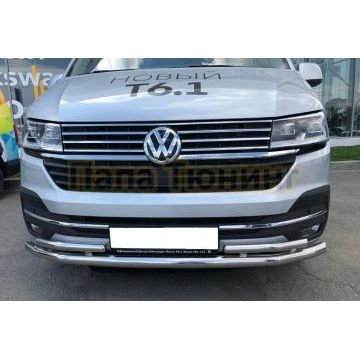 Защита переднего бампера двойная d60/42 для Volkswagen T6 2020-