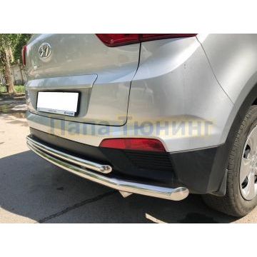 Защита заднего бампера двойная (радиус) d60/42 для Hyundai Creta 2016-2021