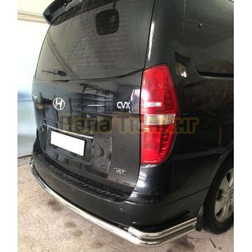 Защита заднего бампера угловая большая двойная d60/42 для Hyundai H-1 Grand Starex 2015-2018