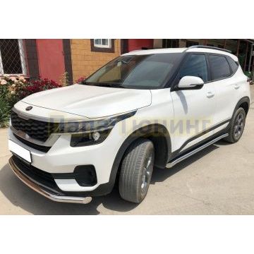 Защита штатного порога труба d60 для Kia Seltos 2020-