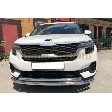 Защита переднего бампера двойная d60/42 для Kia Seltos 2020-
