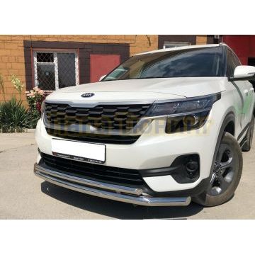 Защита переднего бампера двойная d60/42 для Kia Seltos 2020-