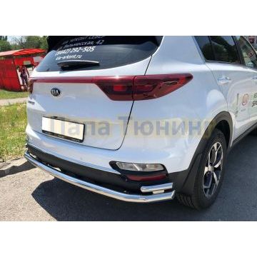 Защита заднего бампера дв угловая большая d60/42 для Kia Sportage 2018-2021