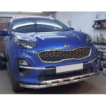 Защита переднего бампера двойная с перемычками d60/42 для Kia Sportage 2018-2021
