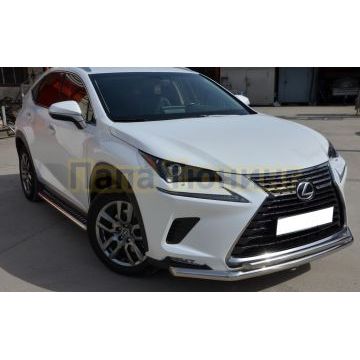 Защита переднего бампера двойная d60/42 для Lexus NX200/NX300 2017-
