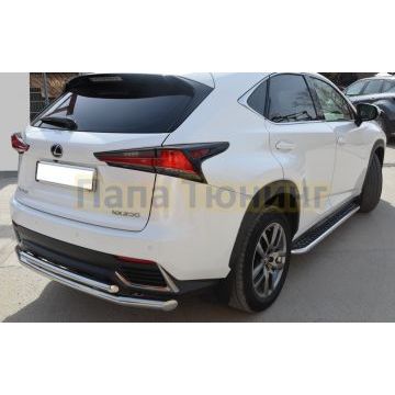 Защита заднего бампера двойная d60/42 для Lexus NX200/NX300 2017-
