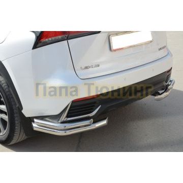 Защита заднего бампера двойная угловая d60/42 для Lexus NX200/NX300 2017-