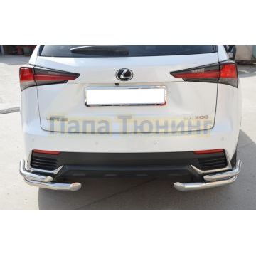 Защита заднего бампера двойная угловая d60/42 для Lexus NX200/NX300 2017-