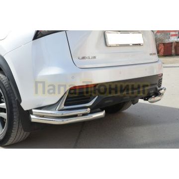Защита заднего бампера двойная угловая d60/42 для Lexus NX200/NX300 2017-