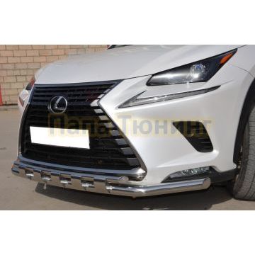 Защита переднего бампера двойная с перемычками d60/42 для Lexus NX200/NX300 2017-