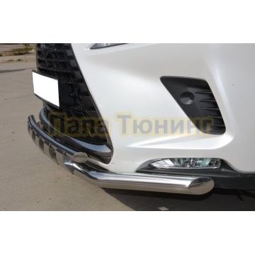Защита переднего бампера двойная с перемычками d60/42 для Lexus NX200/NX300 2017-