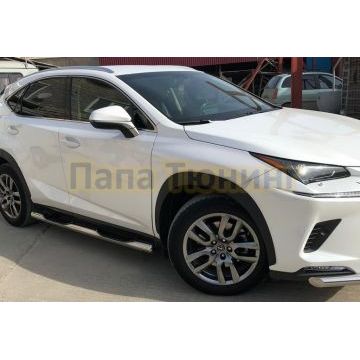 Пороги труба с проступью  d76 для Lexus NX200/NX300 2017-