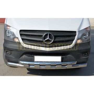 Защита переднего бампера двойная с перемычками d76/60 для Mercedes-Benz Sprinter 2012-2017