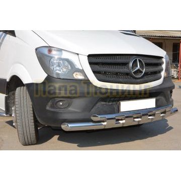 Защита переднего бампера двойная с перемычками d76/60 для Mercedes-Benz Sprinter 2012-2017
