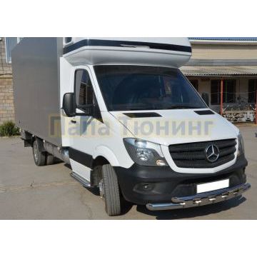 Защита переднего бампера двойная с перемычками d76/60 для Mercedes-Benz Sprinter 2012-2017