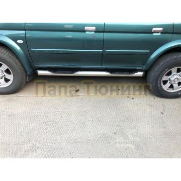 Пороги труба с проступью d76 для Mitsubishi Pajero Sport 1998-2007