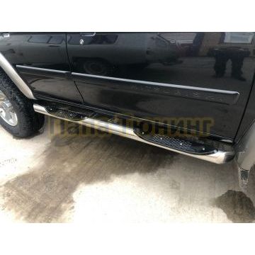 Пороги труба с проступью d76 для Mitsubishi Pajero Sport 1998-2007