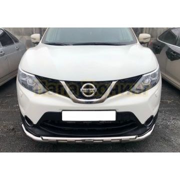Защита переднего бампера двойная с перемычками d60/42 для Nissan Qashqai 2015-2019