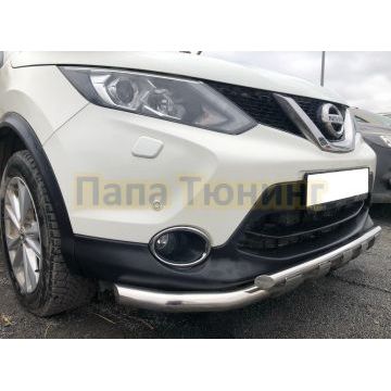 Защита переднего бампера двойная с перемычками d60/42 для Nissan Qashqai 2015-2019
