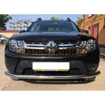 Защита переднего бампера с двумя подгибами d60 для Renault Duster 2015-2021