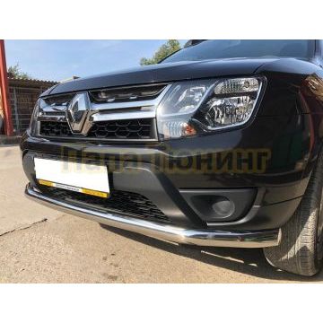 Защита переднего бампера с двумя подгибами d60 для Renault Duster 2015-2021