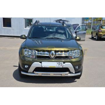 Защита переднего бампера с декором d60/60 для Renault Duster 2015-2021