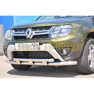 Защита переднего бампера с декором d60/60 для Renault Duster 2015-2021