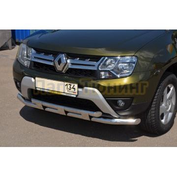 Защита переднего бампера с декором d60/60 для Renault Duster 2015-2021