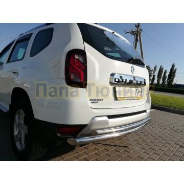 Защита заднего бампера двойная d60/42 для Renault Duster 2015-2021
