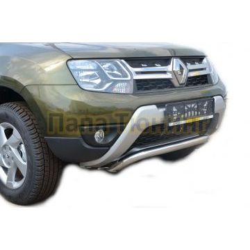 Защита переднего бампера шпонка d53 для Renault Duster 2015-2021