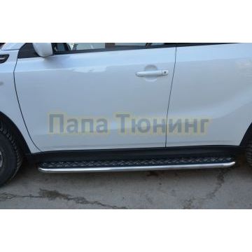 Пороги с накладным листом d42 для Suzuki Vitara 2019-