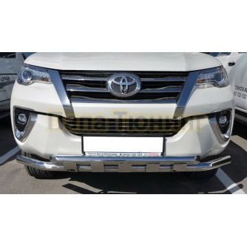 Защита переднего бампера двойная с перемычками d60/60 для Toyota Fortuner 2017-