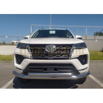 Защита переднего бампера двойная d76/60 для Toyota Fortuner 2020-