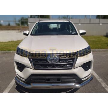 Защита переднего бампера двойная d76/60 для Toyota Fortuner 2020-