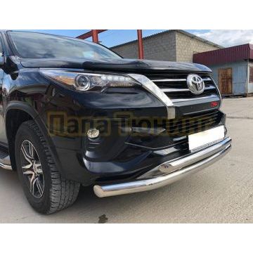 Защита переднего бампера двойная d76/60 для Toyota Fortuner TRD 2018-