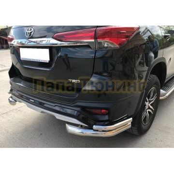 Защита заднего бампера двойная угловая d76/42 для Toyota Fortuner TRD 2018-