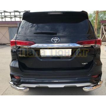 Защита заднего бампера двойная угловая d76/42 для Toyota Fortuner TRD 2018-