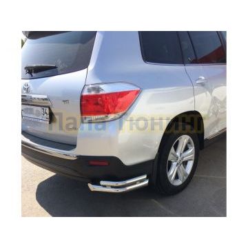 Защита заднего бампера угловая двойная d60/42 для Toyota Highlander 2010-2014