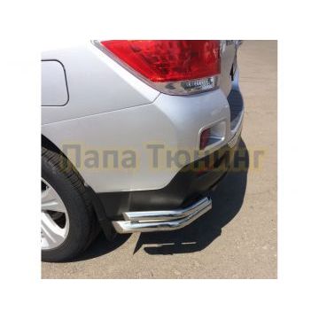 Защита заднего бампера угловая двойная d60/42 для Toyota Highlander 2010-2014
