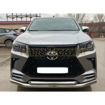 Защита переднего бампера двойная (бампер из Тайваня) d76/60 для Toyota Hilux 2015-2018