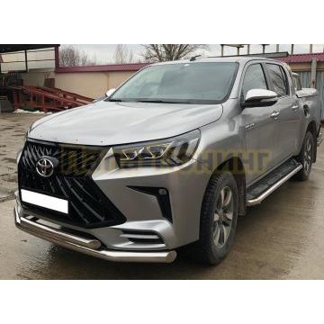 Защита переднего бампера двойная (бампер из Тайваня) d76/60 для Toyota Hilux 2015-2018