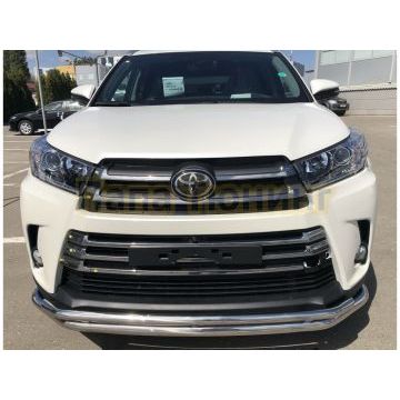 Защита переднего бампера двойная (с подгибами) d60/42 для Toyota Highlander 2017-2020