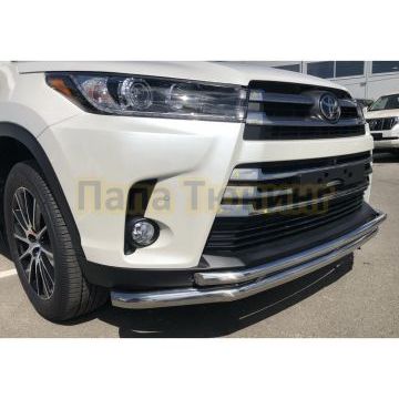 Защита переднего бампера двойная (с подгибами) d60/42 для Toyota Highlander 2017-2020